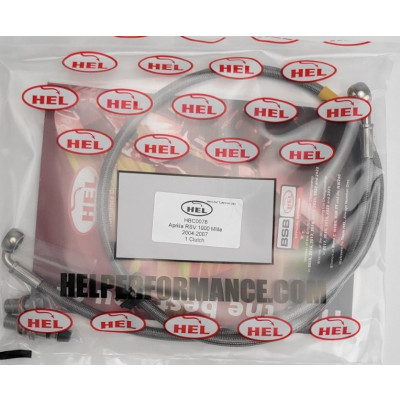 Aprilia RSV Mille 1000 2004-2007 HEL Stainless Steel Braided Clutch Line (Flexible Hose Replacement) - CLEARANCE (TRANSPARENT HOSE WITH STAINLESS BANJOS)