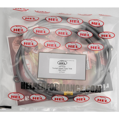 Triumph Speed Triple T509 1997-2007 HEL Stainless Steel Braided Brake Lines (Full Length Race) FRONT ONLY - CLEARANCE (TRANSPARENT HOSE WITH STAINLESS BANJOS)